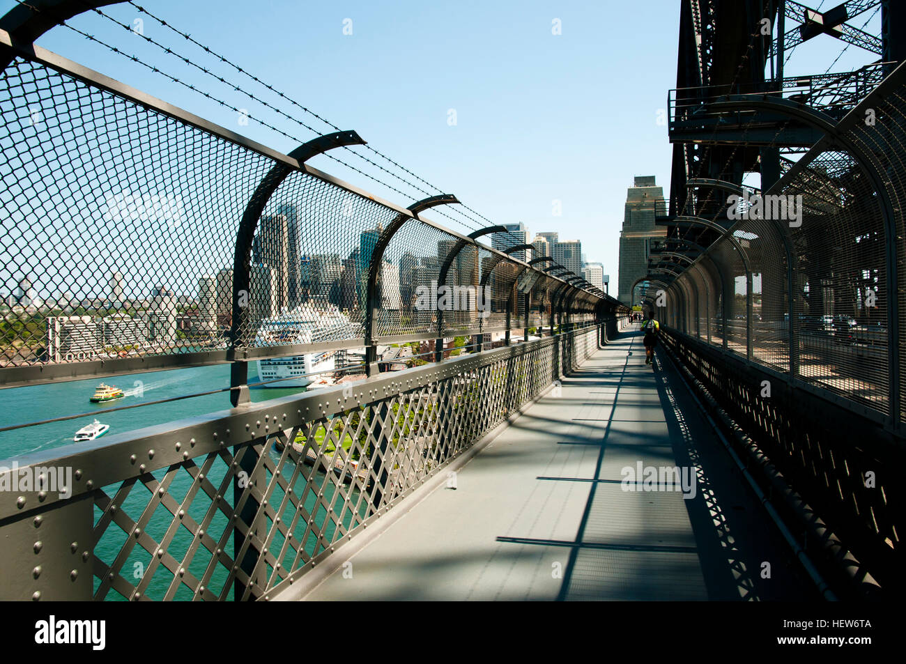 Bürgersteig auf Sydney Harbour Bridge - Australien Stockfoto