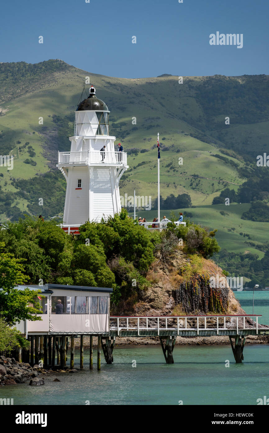 Der Leuchtturm von Akaroa, Canterbury - Neuseeland Stockfoto