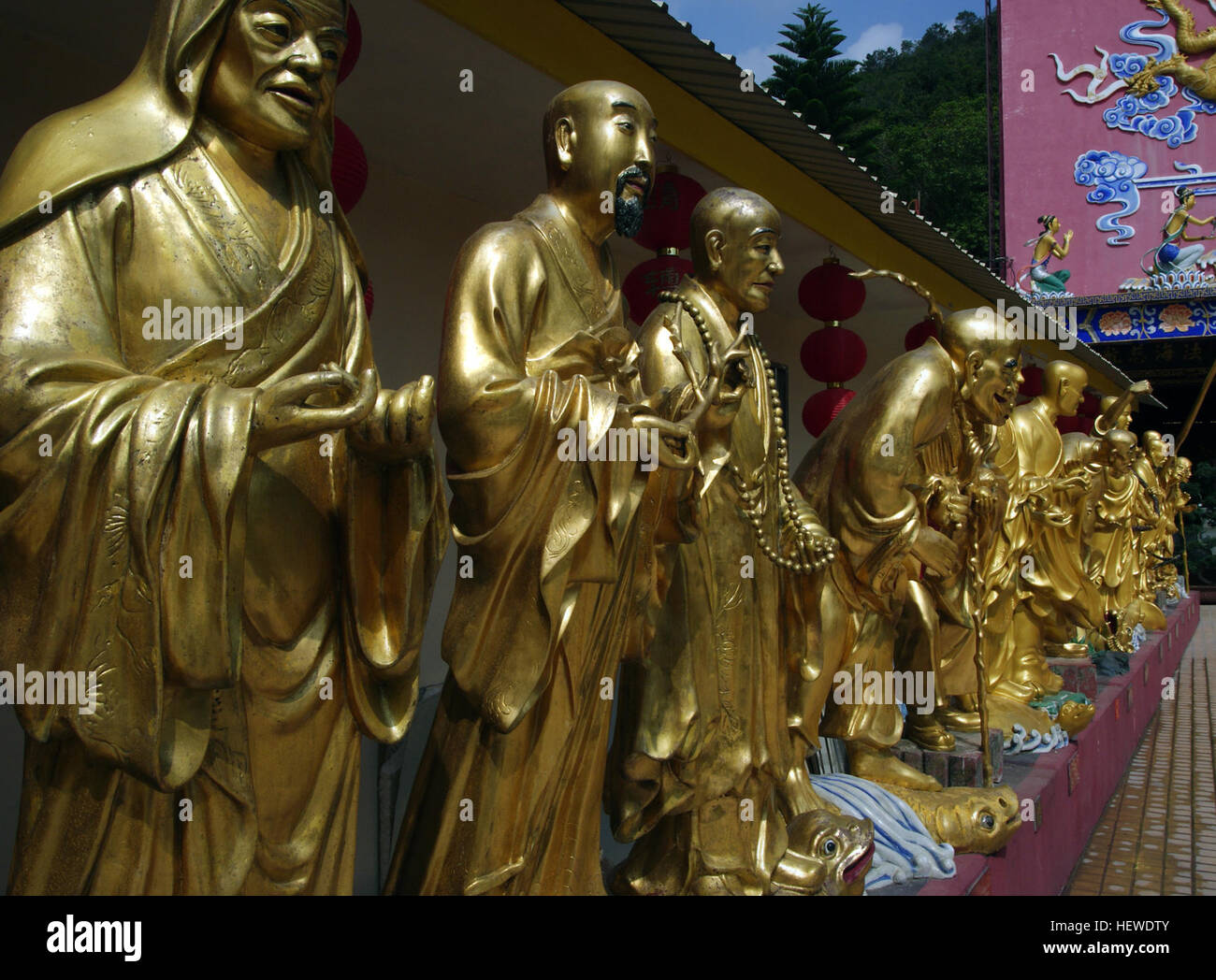 ,, Buddha, Buddha Bilder, buddhistische Tempel, China, Hong Kong, Lord Buddha, Stautres, Tempel der 10.000 Buddhas Sha Zinn., gold, Tempel Stockfoto