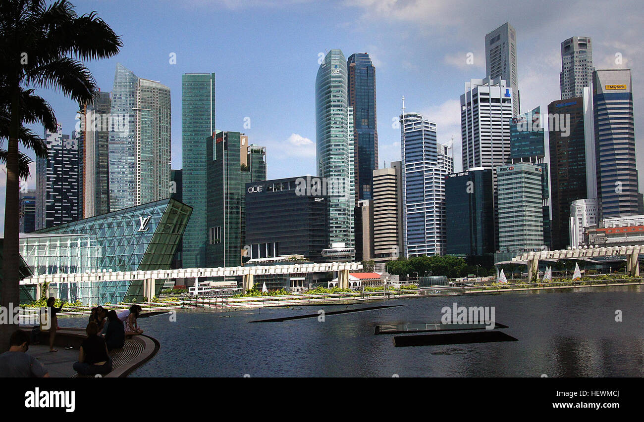,, Hohe Aufstieg Gebäude Singapur, Hop-On - Hop-Off Tour, Sightseeing-Singapur Stockfoto
