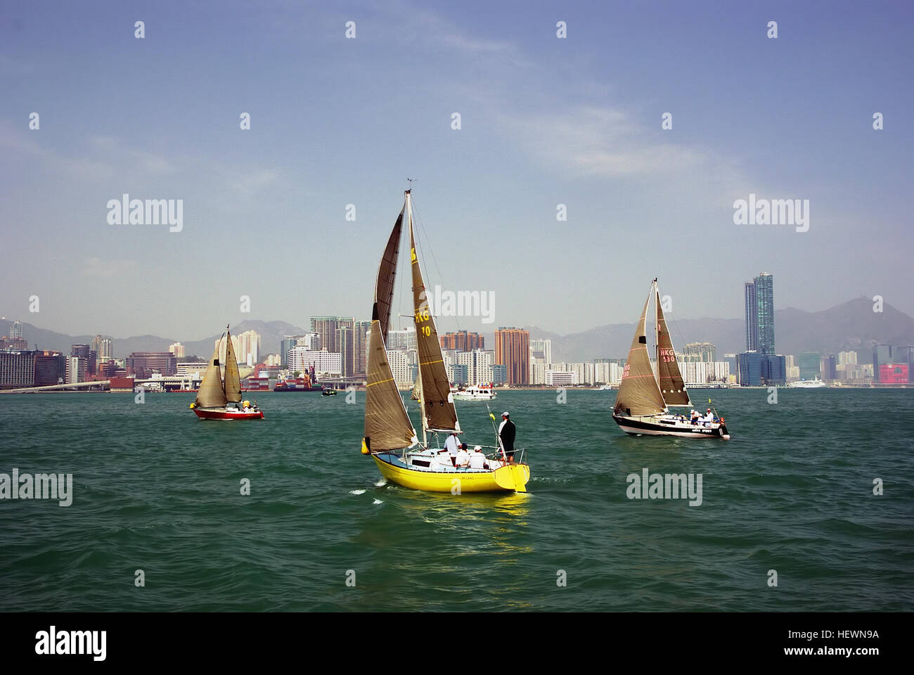 Ication (,), China, Hong Kong, Hong Kong Island, Sony DSLR-A300, Boote, Segeln Stockfoto