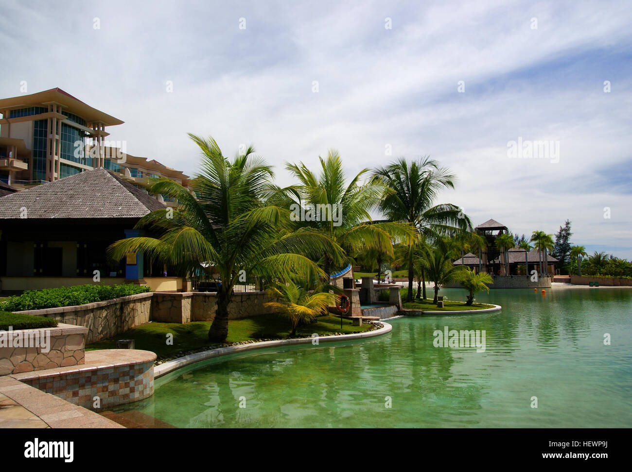 Das Empire Hotel &amp; Country Club ist Brunei renommiertesten und luxuriöse Beach Resort. Bandar Seri Begawan Hotels bietet fantastische Aussicht auf das Meer, Lagunen. Stockfoto