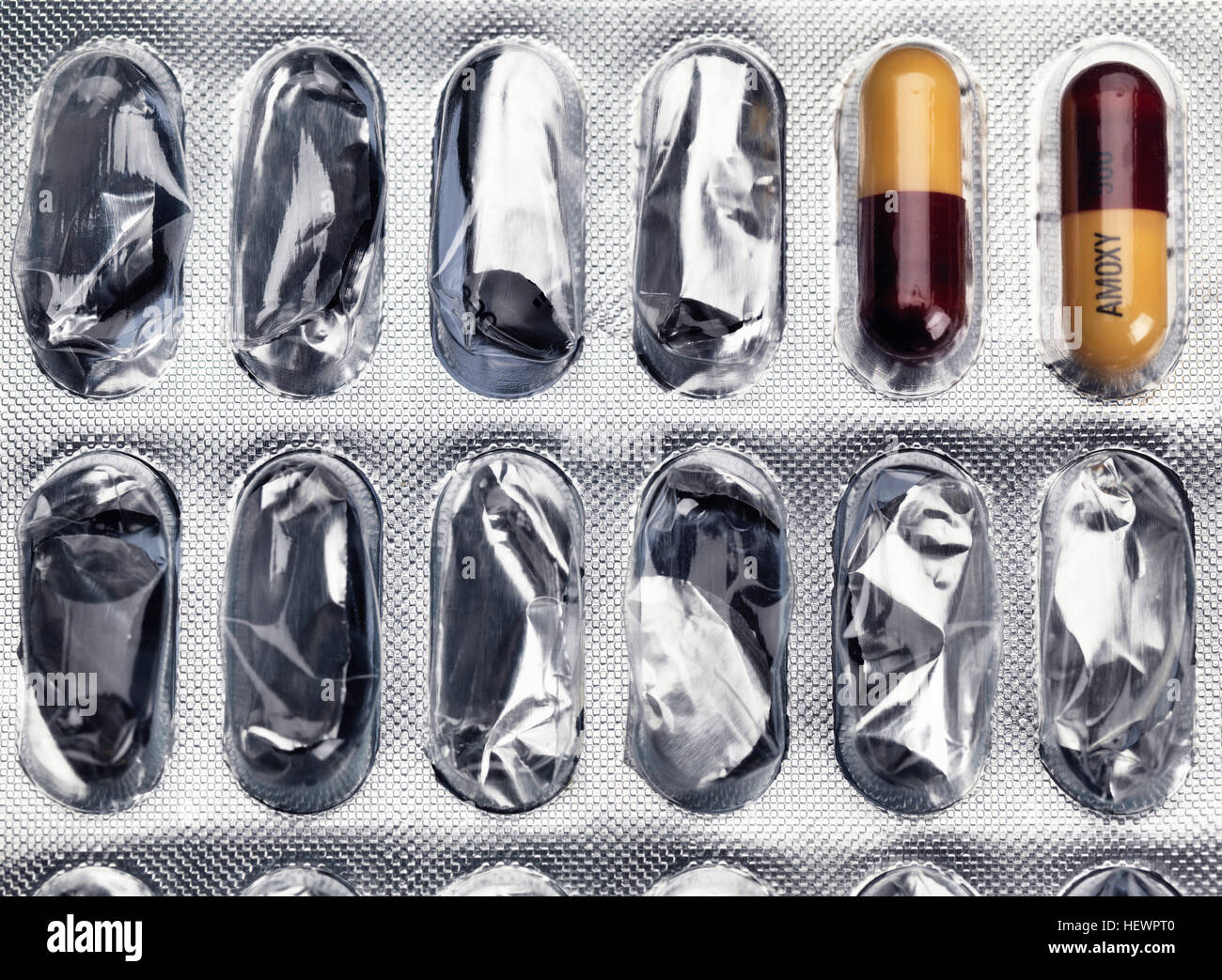Amoxicillin-Kapseln in Blister pack Stockfoto