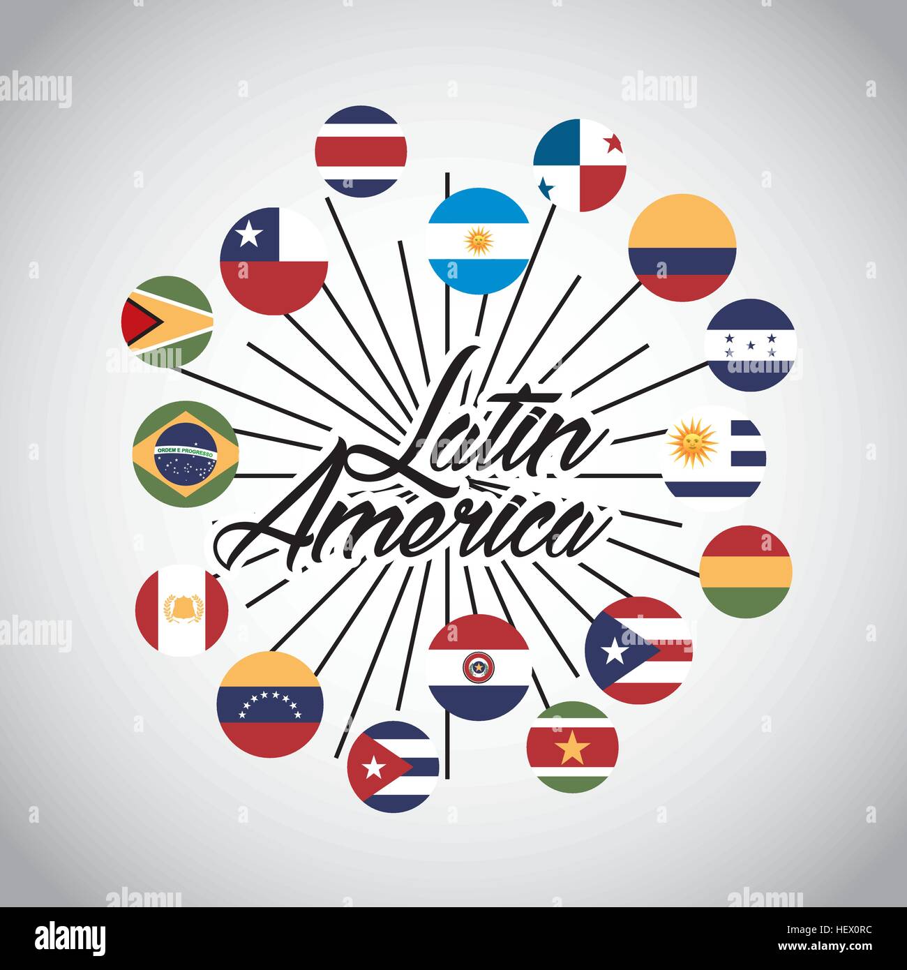 Flaggen der Länder Lateinamerikas auf Tasten. farbenfrohes Design. Vektor-illustration Stock Vektor