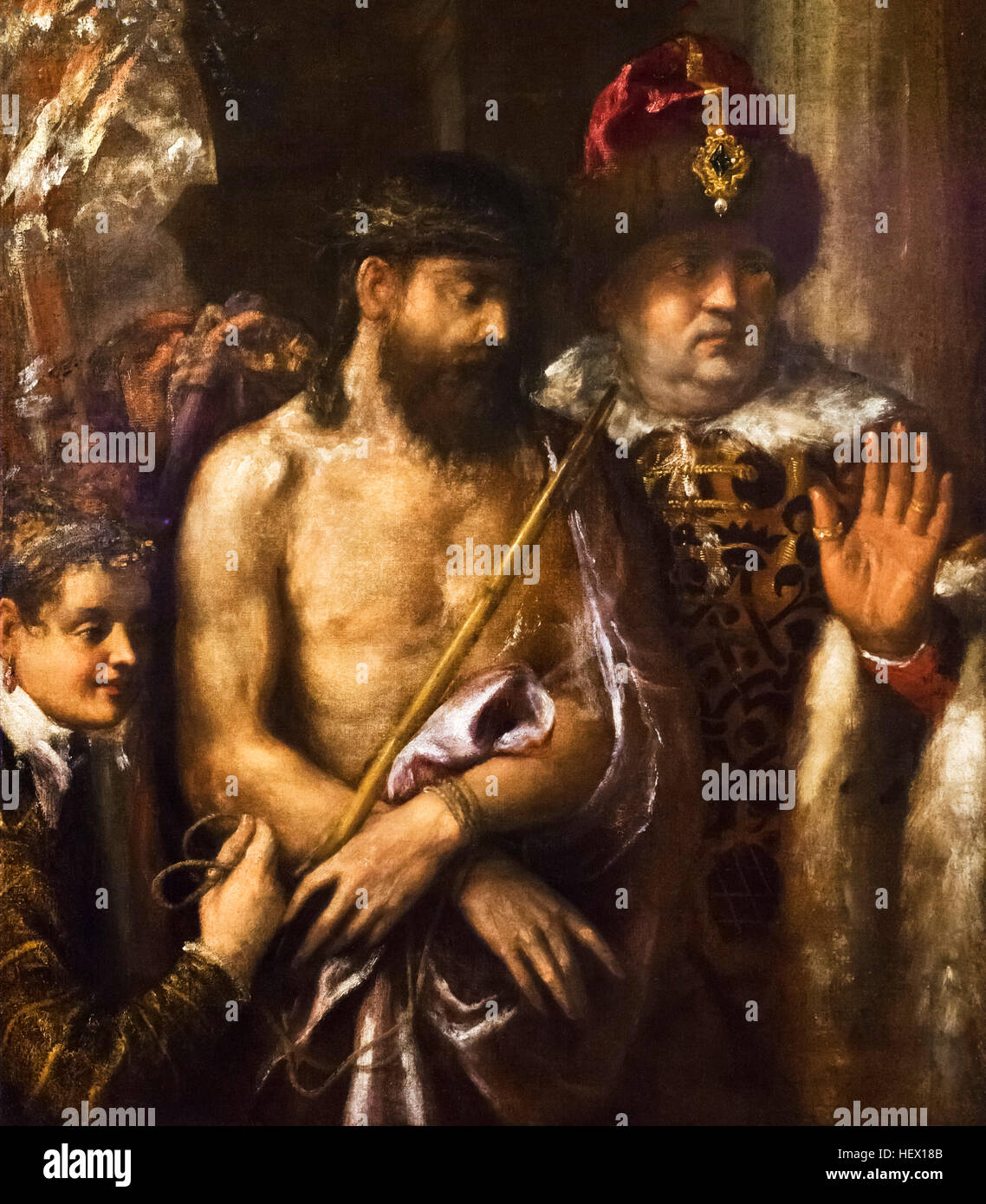 Ecce Homo. Christus dargestellt, um die Menschen von Tizian (Tiziano Vecelli oder Tiziano Vecellio), Öl auf Leinwand, 1570-76 Stockfoto