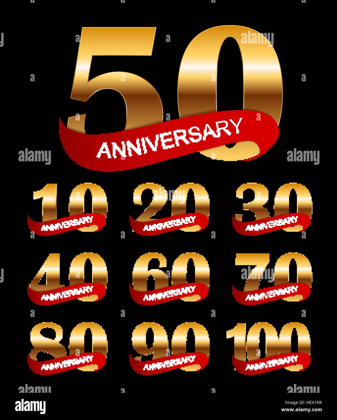 Vorlage Logo Anniversary Collection Set Vektor-Illustration Stock Vektor