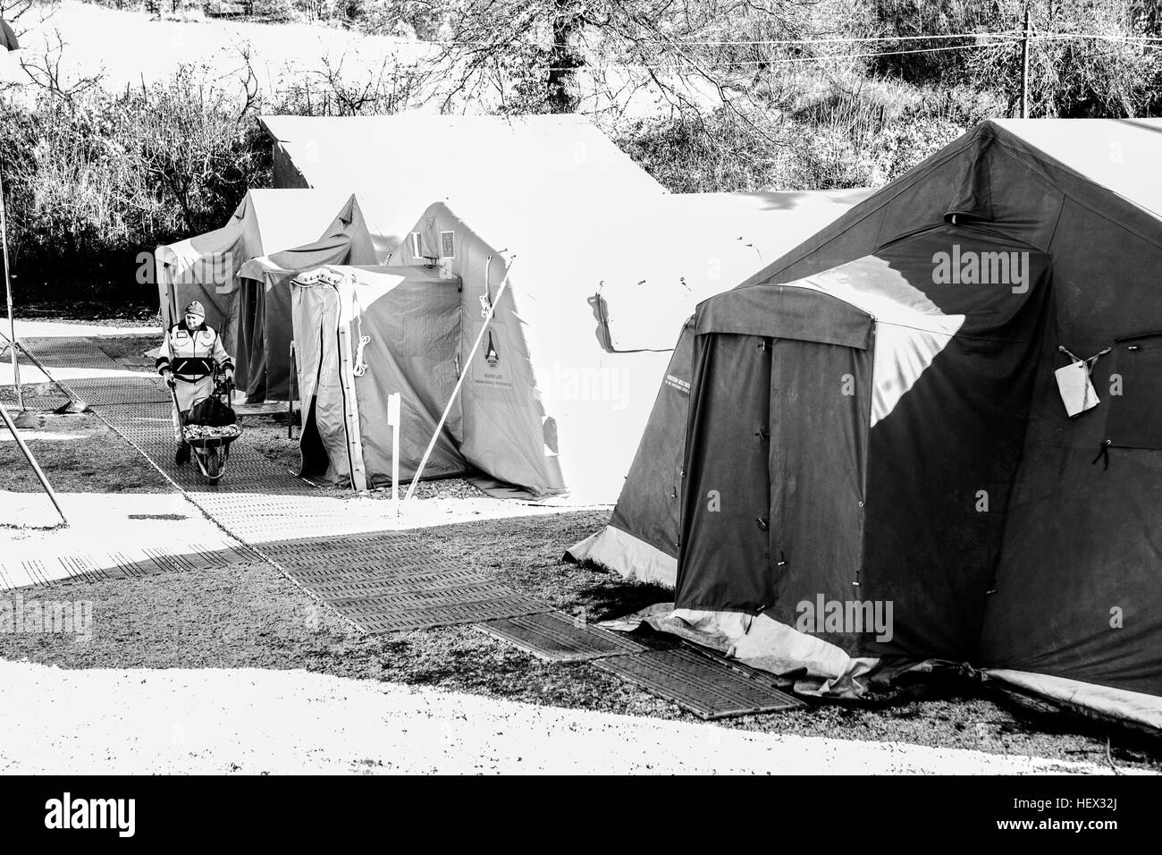 24. august 2016, Reportage in den Ländern betroffen durch das Erdbeben von 2016 in Italien, die Gemeinde Amatrice, in der Region Latium Stockfoto