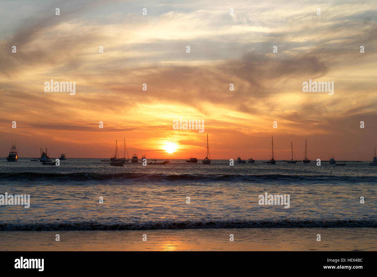 San Juan del Sur Strand bei Sonnenuntergang Stockfoto