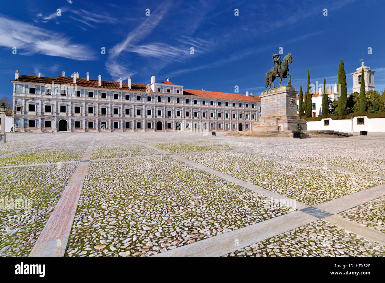 Portugal, Alentejo: Weitwinkelaufnahme des historischen Palast Paco Dos Duques in Vila Vicosa Stockfoto