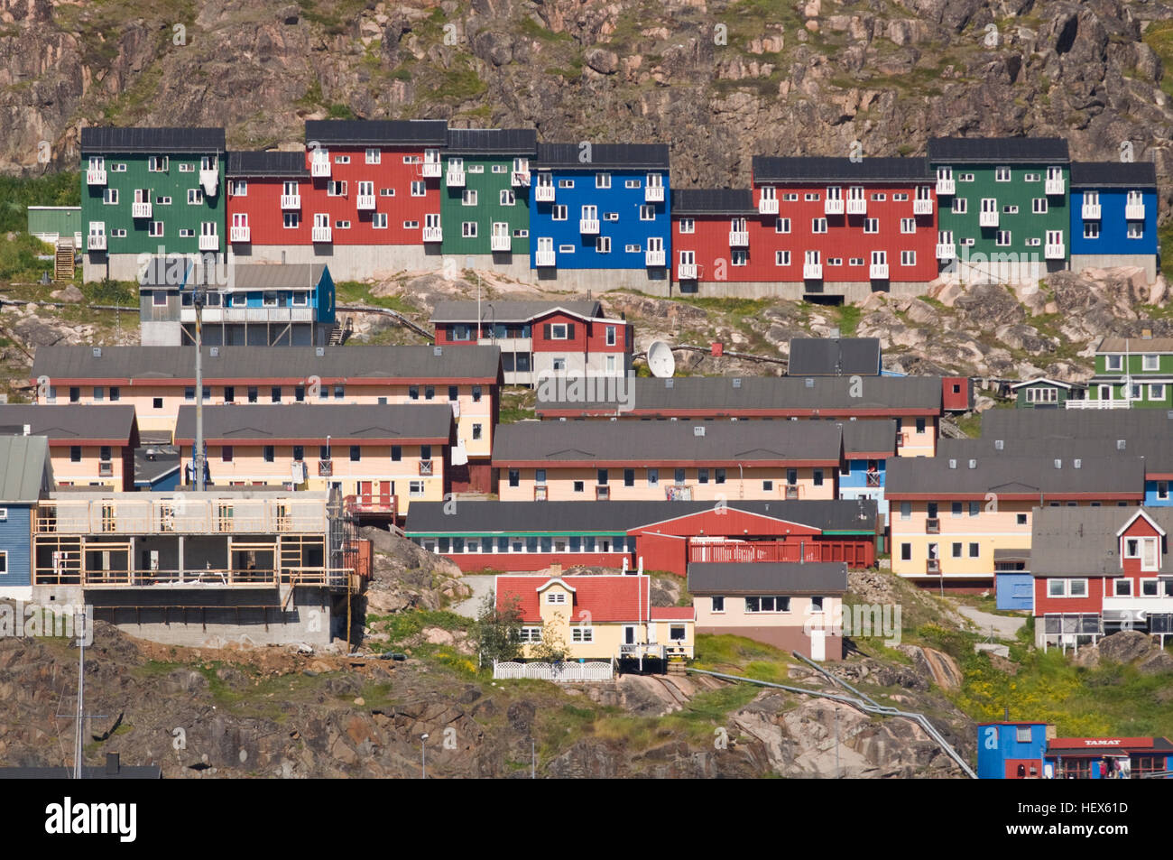 Europa, Grönland, Kujalleq Gemeinde, Qaqortoq, fotografiert von Qaqortoq Fjord Stockfoto