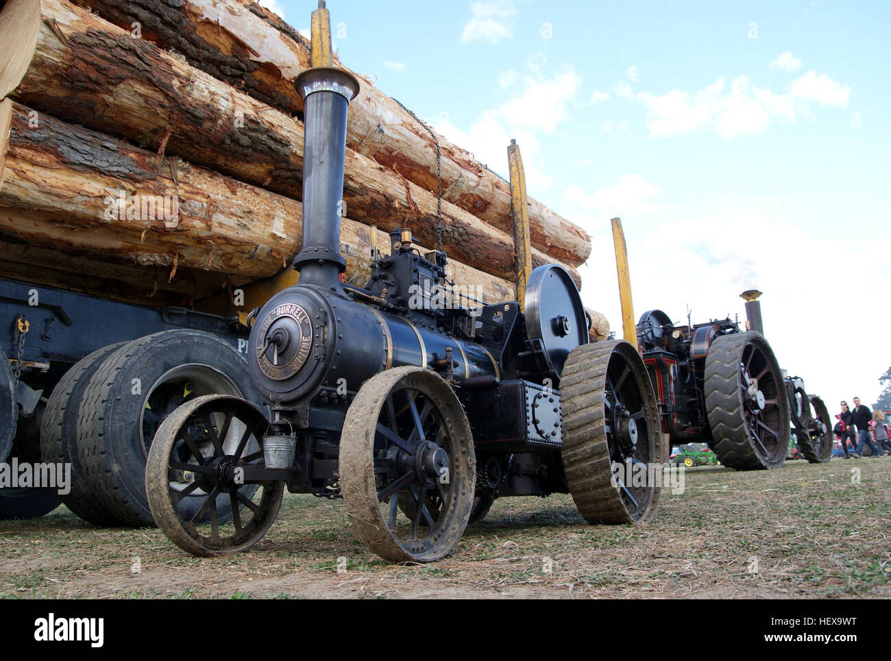 ,, Burrell Traktion EngineSteam Motoren, alten Stil Landwirtschaft, Dampfmaschinen angetrieben, Straßenfahrzeuge Dampf, Zugmaschine Rallyes, Vintage Maschinen anzeigen Stockfoto