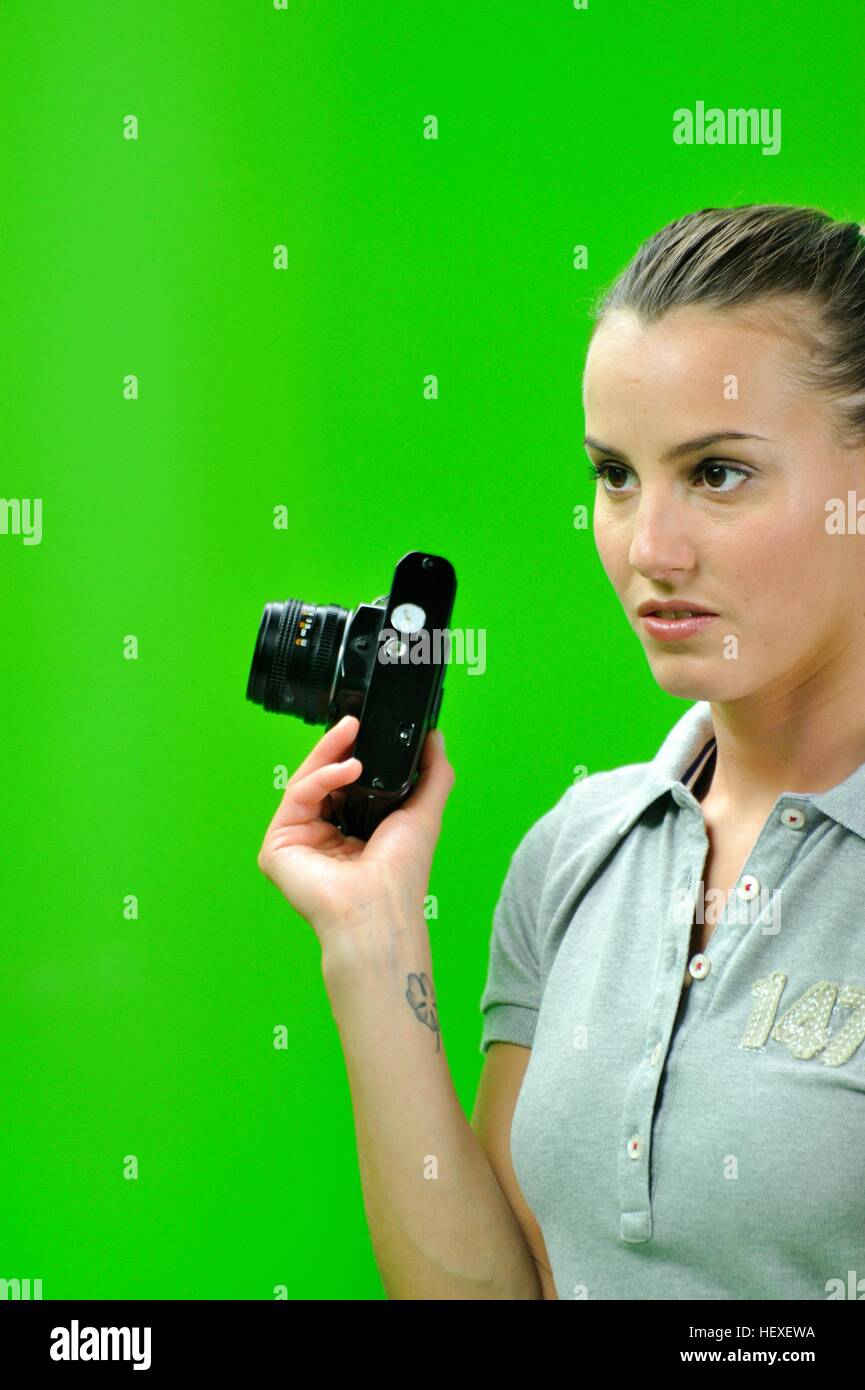 Tania Cagnotto spot TV zurück-Bühne mit Kamera Stockfoto