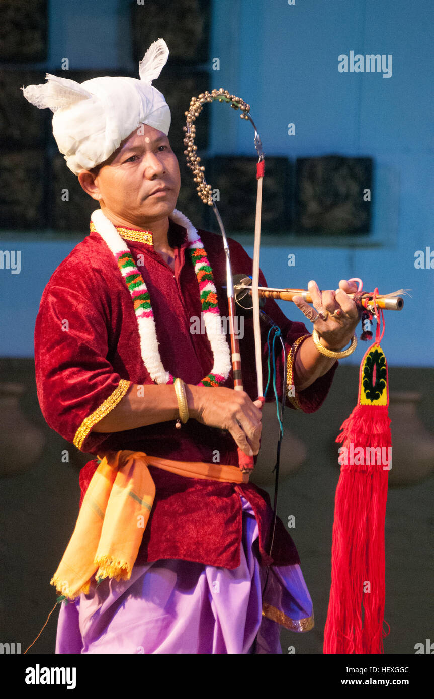 Manipur Tänzer Stammes-auf dem Sangai Festival, Imphal, Indien Stockfoto