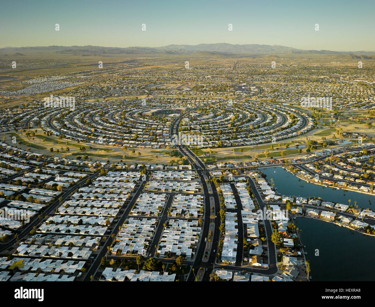 USA, Arizona, Luftaufnahme von Sun City Ruhestandsgemeinschaft Stockfoto