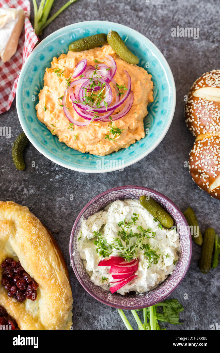 Vegetarisches bayerischen Buffet Stockfoto