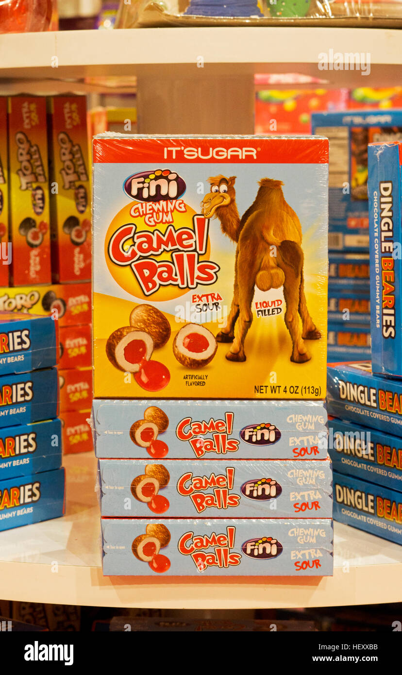 Gag Geschenk Camel Balls Süßigkeiten zum Verkauf an It'sugar am Broadway in Greenwich Village, New York City Stockfoto