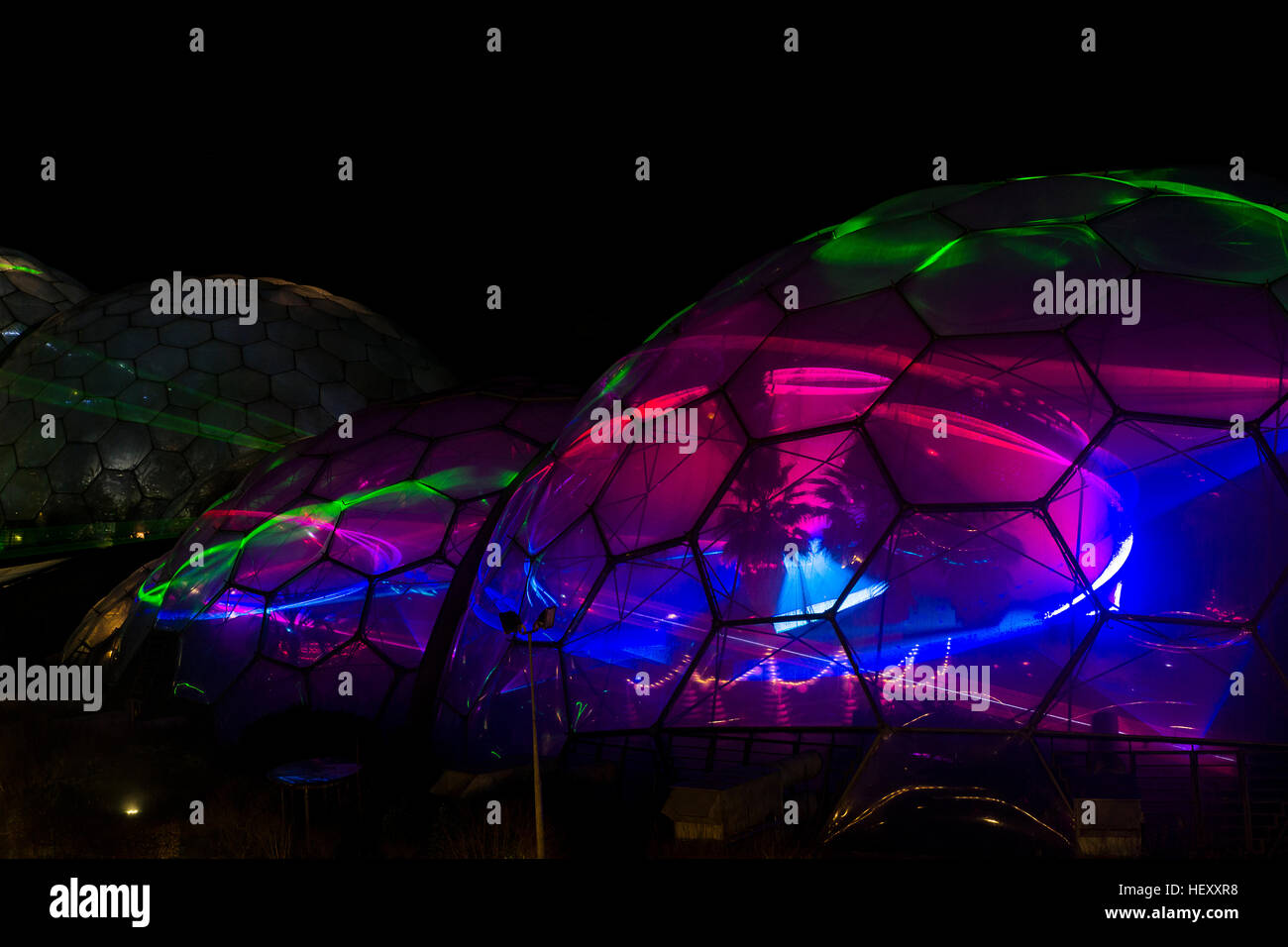 Eden Projekt Licht und Sound Event, Eden Project, Cornwall, UK, die während Dezember 2016 Stockfoto