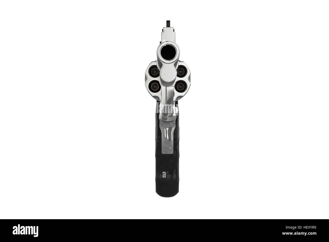 Revolver Pistole Munition, Vorderansicht. 3D illustration Stockfoto