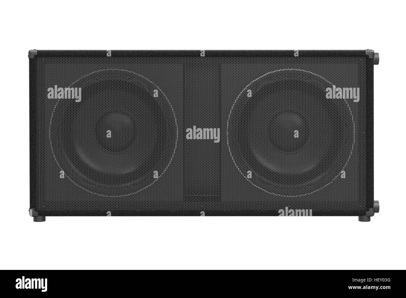 Lautsprecher audio laut Schwarz professionelle elektronische, front-Ansicht. 3D-Rendering Stockfoto