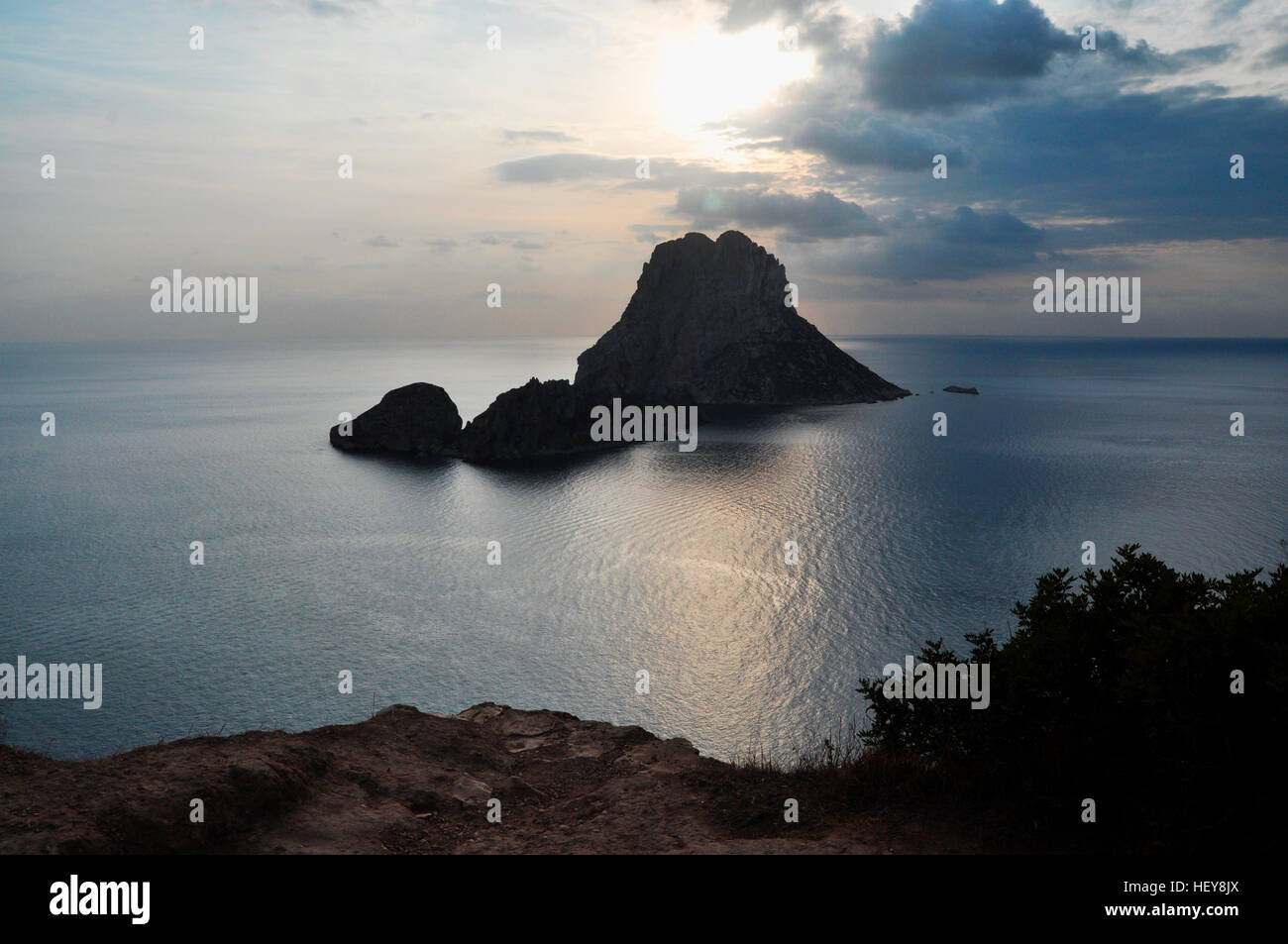 Panorama-Blick von der Insel Es Vedra, Ibiza Stockfoto
