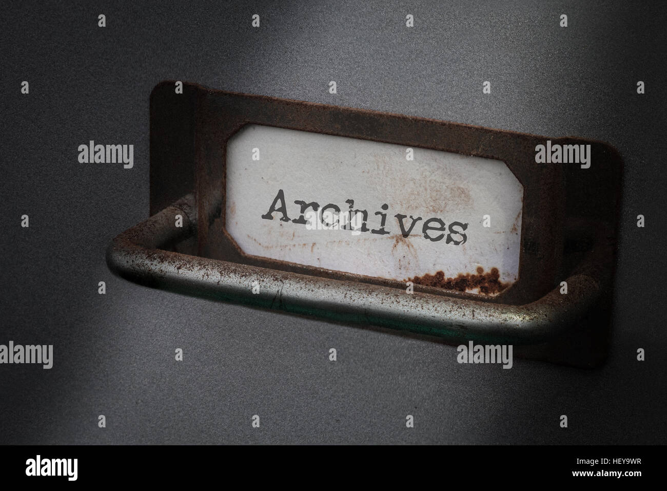 Alten Aktenschrank Label Archive Stockfoto
