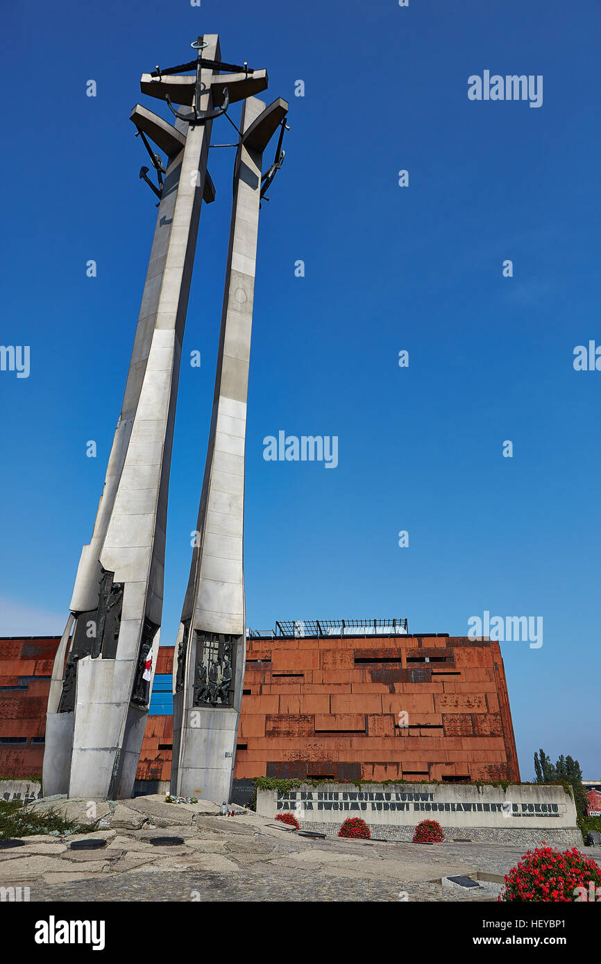 Danzig, Polen - 9. September 2016, Stocznia Gdanska: Denkmal für die gefallenen Werftarbeiter, europäische Solidarität-Zentrum, Stockfoto