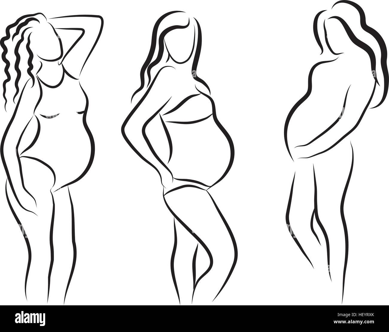 Schwangere Frauen-Silhouette, isoliert Vektor-symbol Stock Vektor