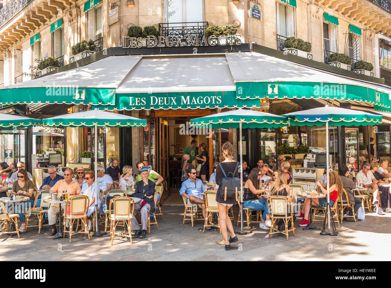 Les Deux Magots, Café-restaurant Stockfoto