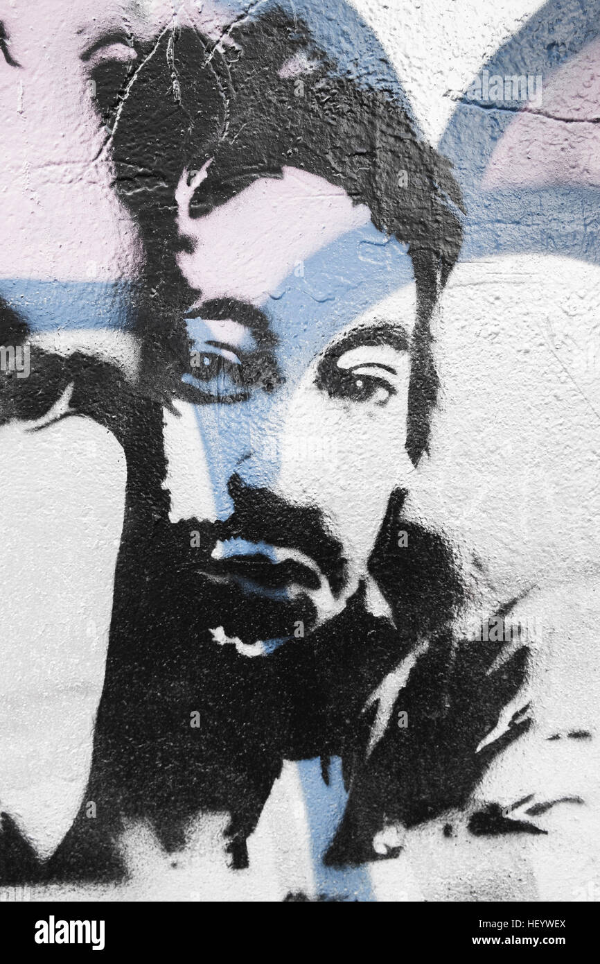 Schablone Graffito zeigt französische Komponist und Sänger Serge Gainsbourg, Paris, Ile de France, Farnce Stockfoto