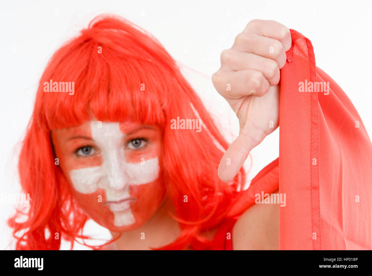 Weibliche Fußball-Anhänger, Schweiz fan Stockfoto