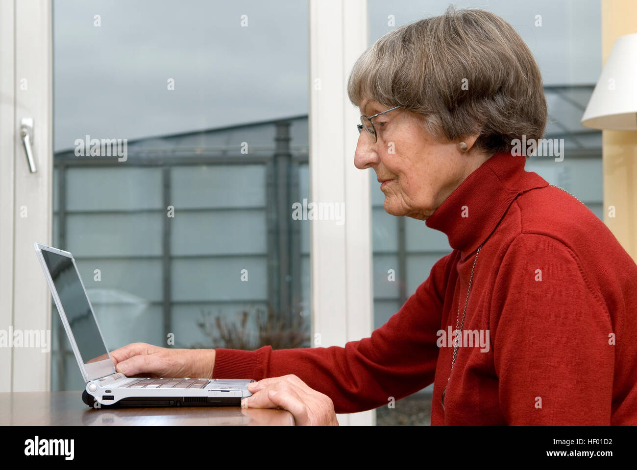 Aktive Rentner auf laptop Stockfoto