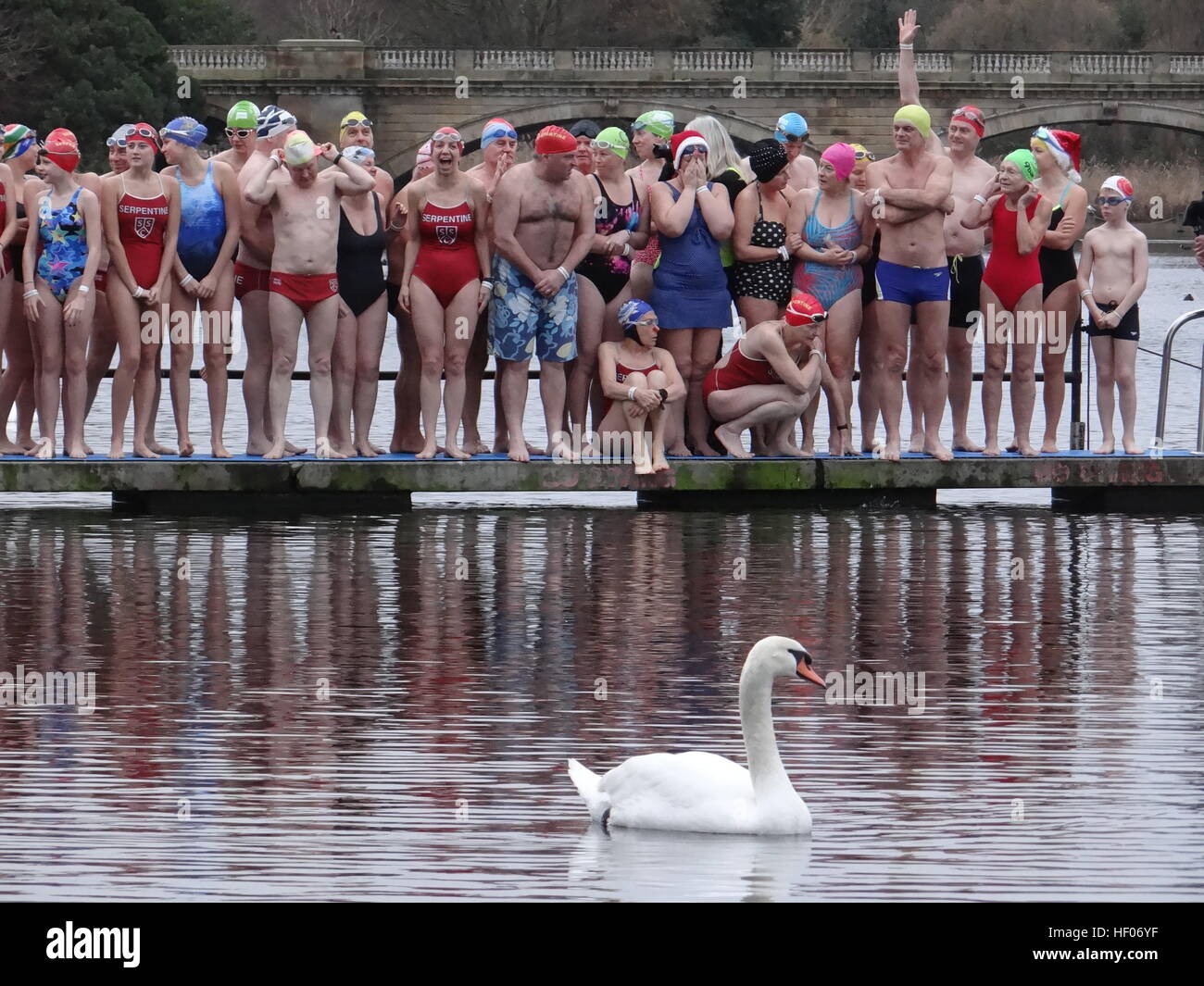London, UK. 25. Dezember 2016. Jährliche Serpentine Schwimmen Rennen im Hyde Park, London, UK © Nastia M/Alamy Live-Nachrichten Stockfoto