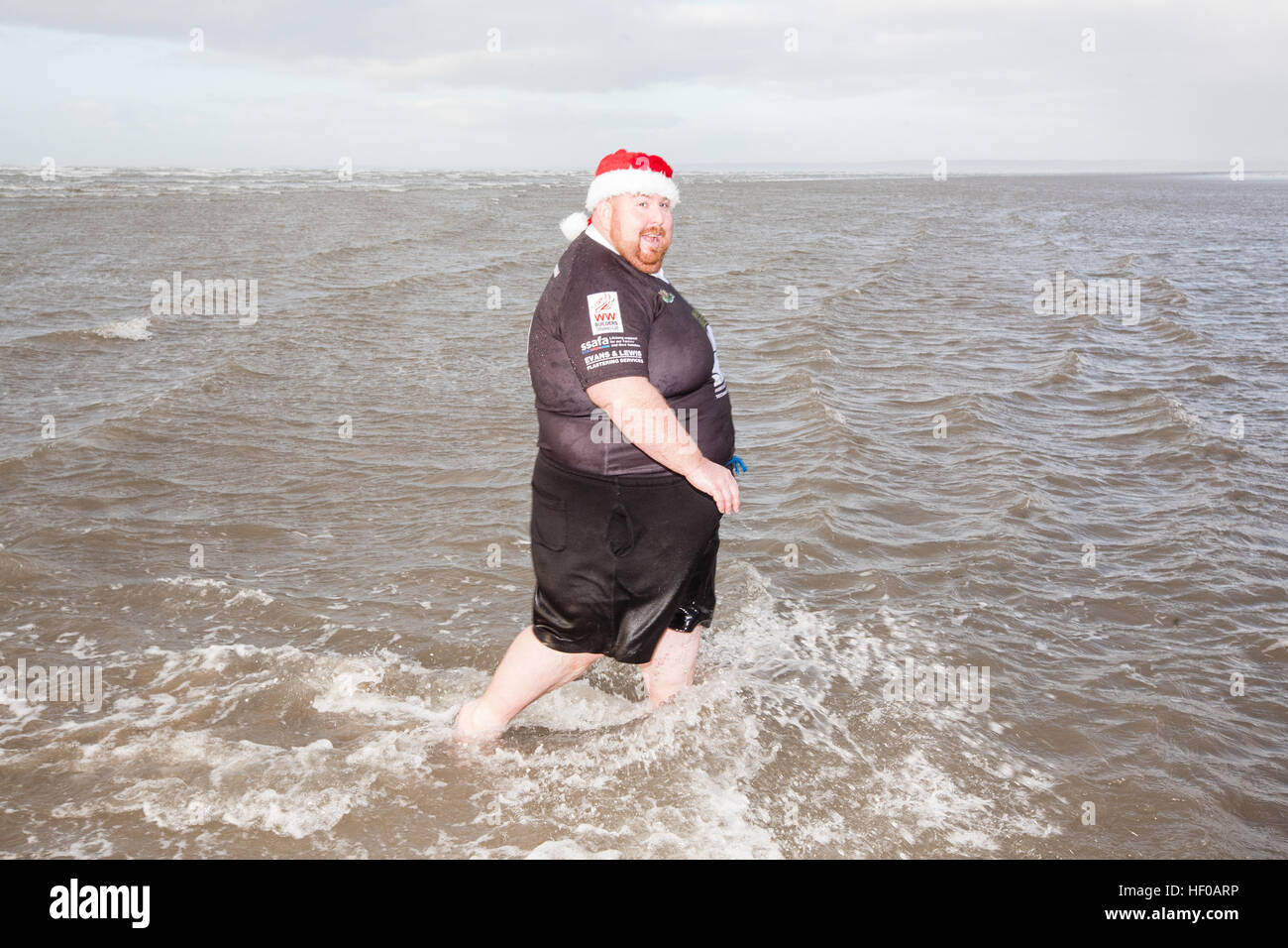 Pembrey Country Park, Wales, UK. 26. Dezember 2016. Tapfere Seelen geben Sie das kalte Wasser während der 32. jährlichen Boxing Day Walross Dip an Pembrey Country Park, in der Nähe von Llanelli, Wales, Großbritannien © Paul Quayle/Alamy Live News Stockfoto