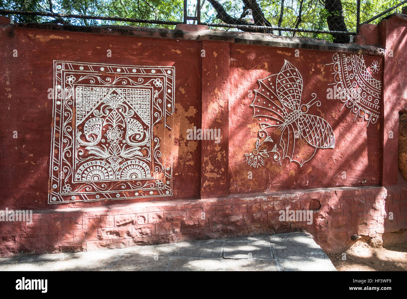 HYDERABAD, Indien - Dezember 24,2016 traditionellen indischen Wandkunst unbekannten Künstlers in Hyderabad, Indien Stockfoto