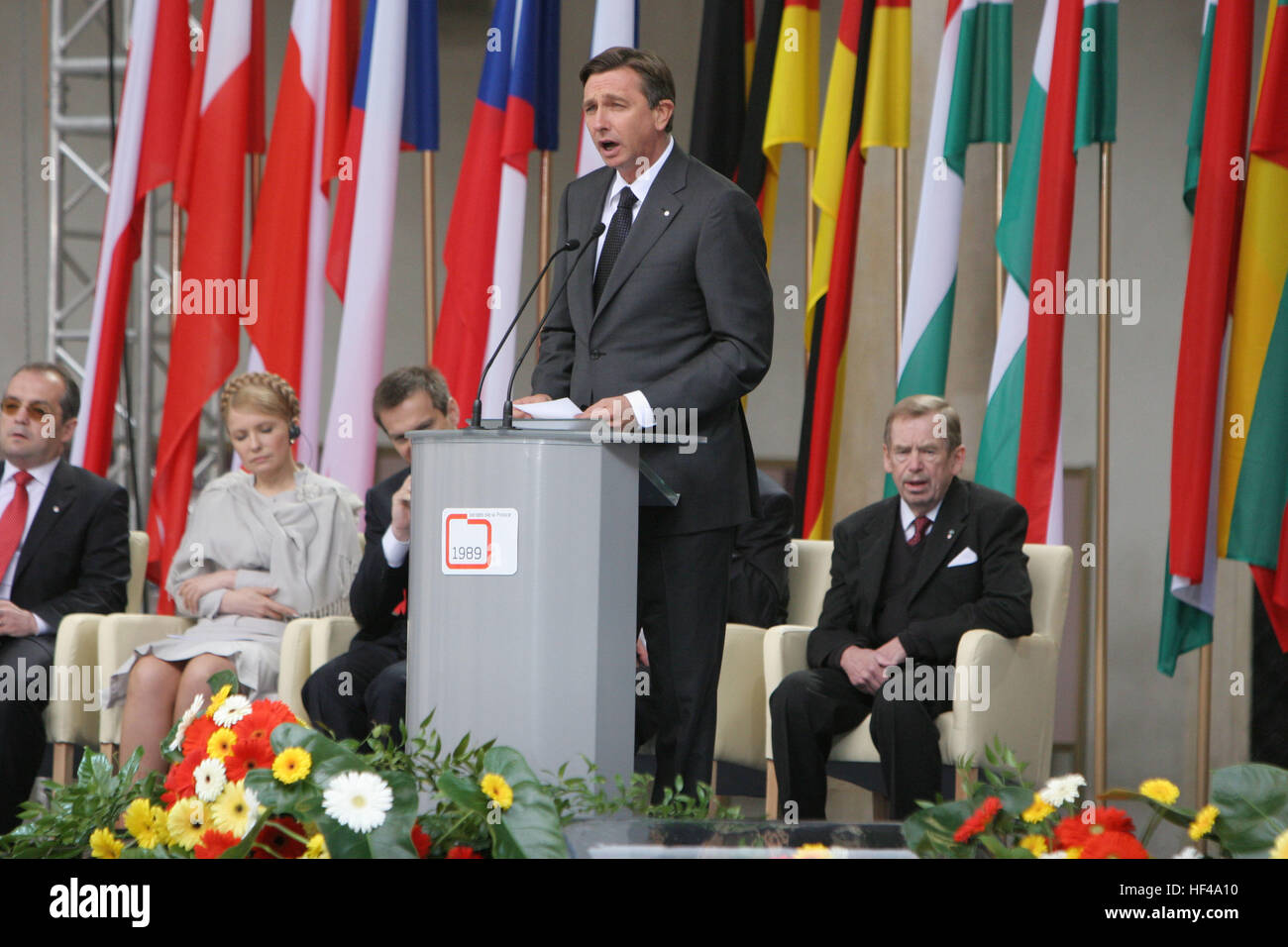 Krakau, Polen - 4. Juni 2009: 20. Jahrestag des Zusammenbruchs des Kommunismus in Mitteleuropa o/p Premierminister von Slowenien Borut Pahor Stockfoto