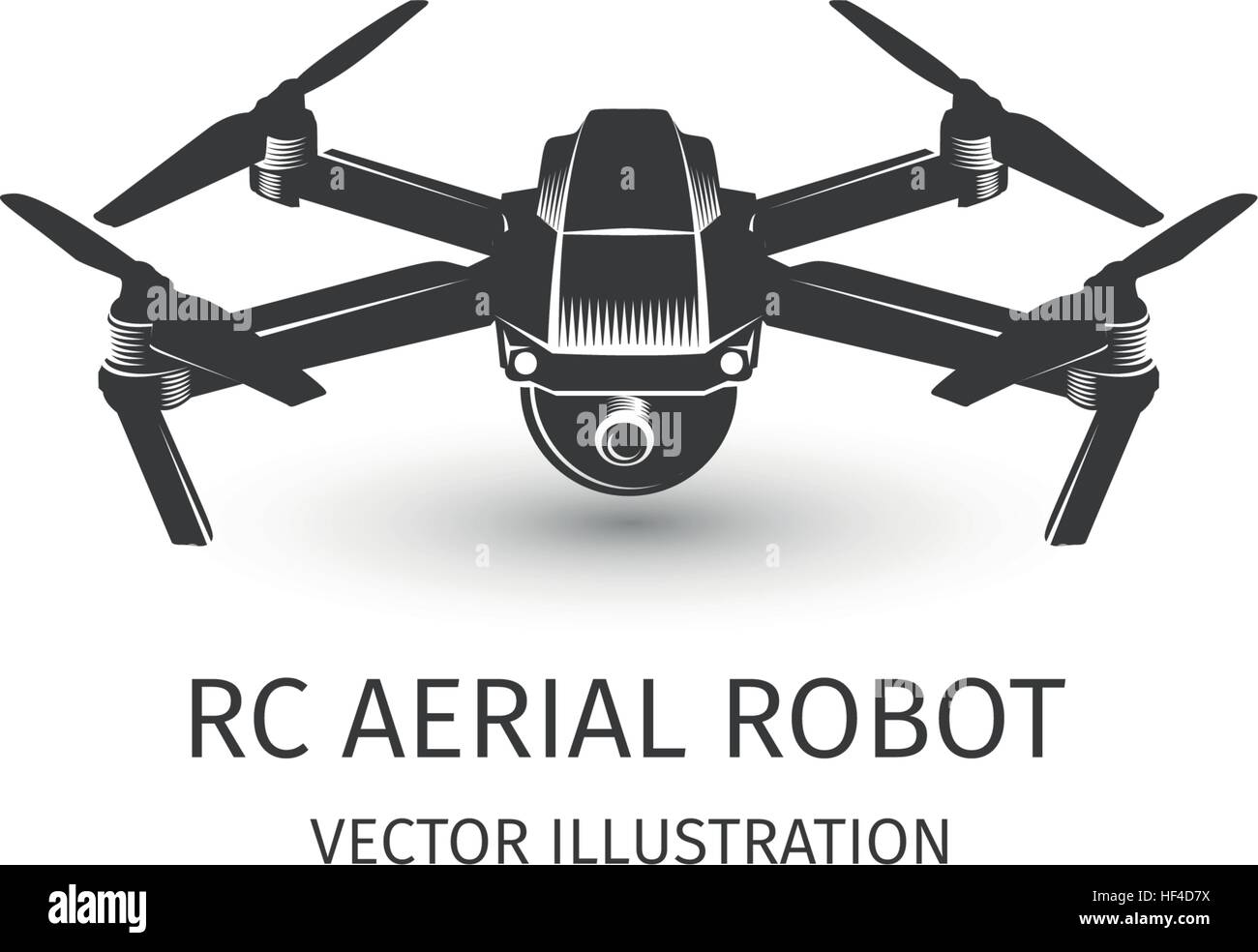 Isolierte Rc Drohne Logo auf weiß. UAV-Technologie-Schriftzug. Unbemannten Symbol. Remote Control Gerät Zeichen. Überwachung Vision Multirotor. Quadcopter Vektorgrafik. Stock Vektor