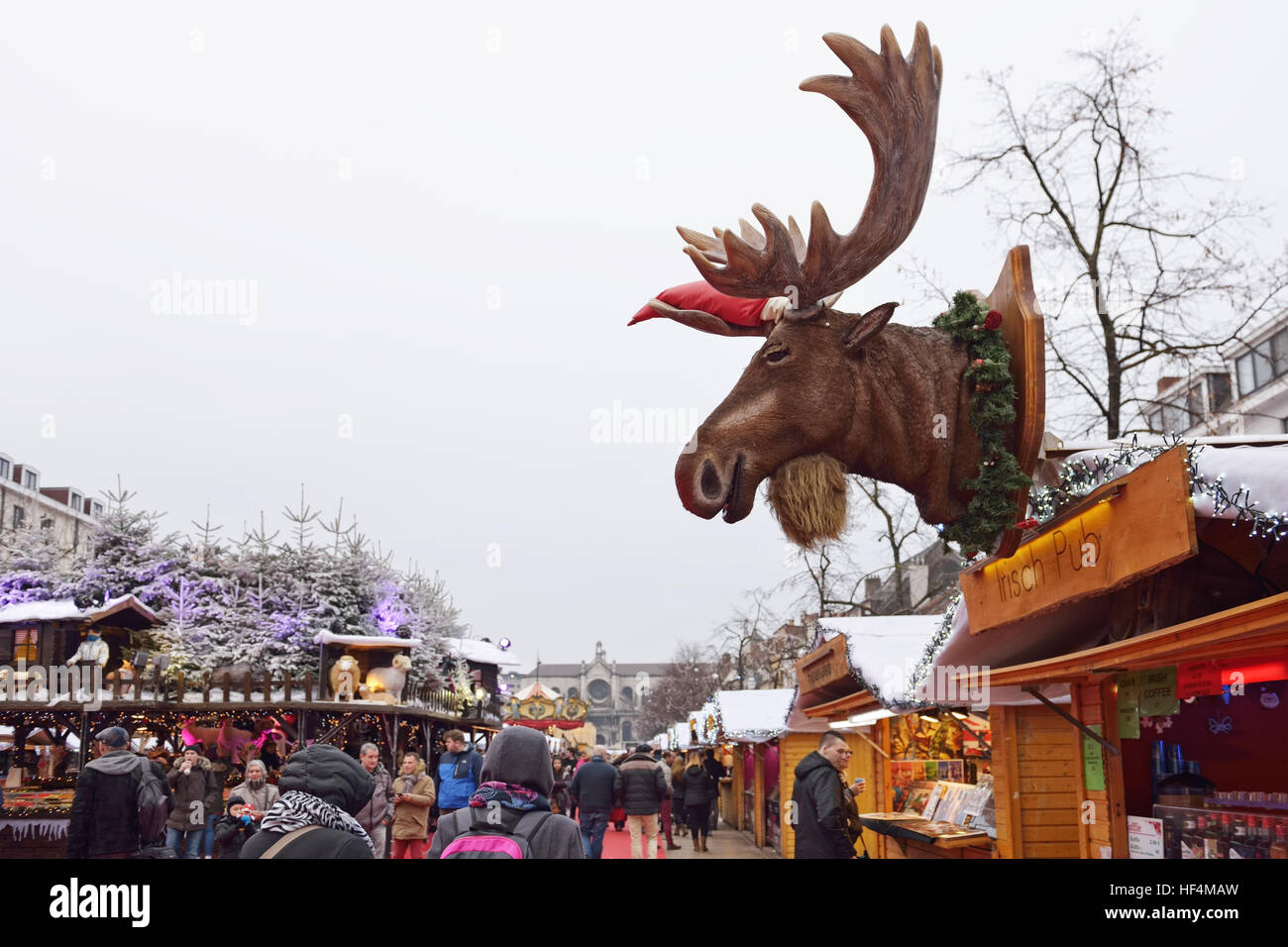 Weihnachtsmarkt im Zentrum von Brüssel, Belgien am 10. Dezember 2016 Stockfoto
