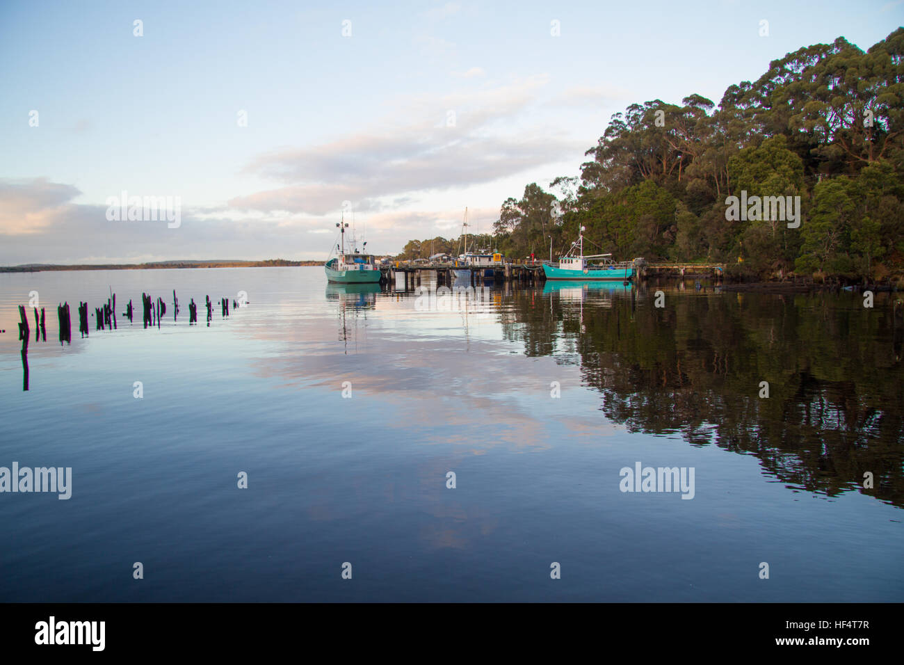 Macquarie Harbour am frühen Morgen Stockfoto