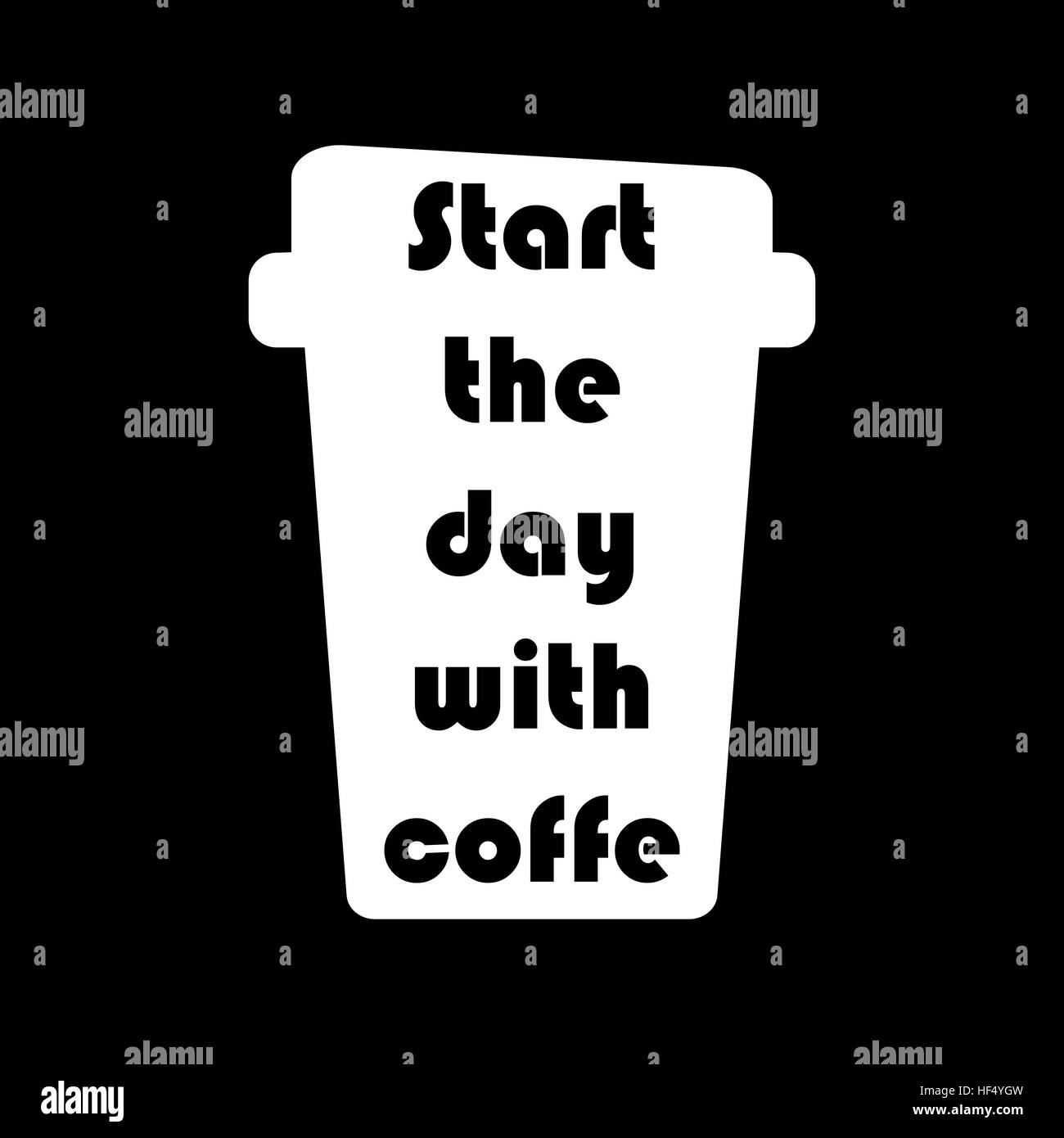 Beginnen Sie Ihren Tag mit Kaffee-Schriftzug. Vektor isoliert Typografie. Schwarz auf weiß. Stock Vektor