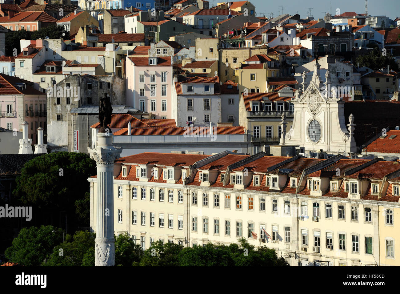 Praca Rossio Platz, Don Pedro IV Quadrat, Igreja de São Domingos, Kirche Baixa, Lisboa, Lissabon, Portugal Stockfoto