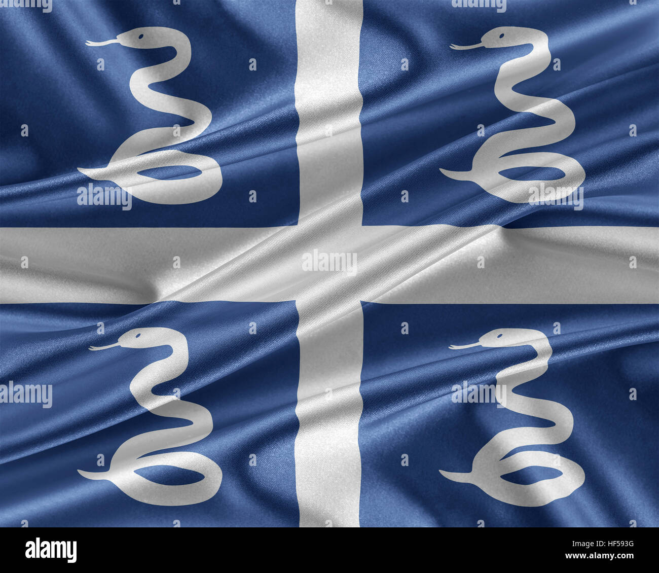 Martinique-Flagge mit einem glänzende Seide Textur. Stockfoto