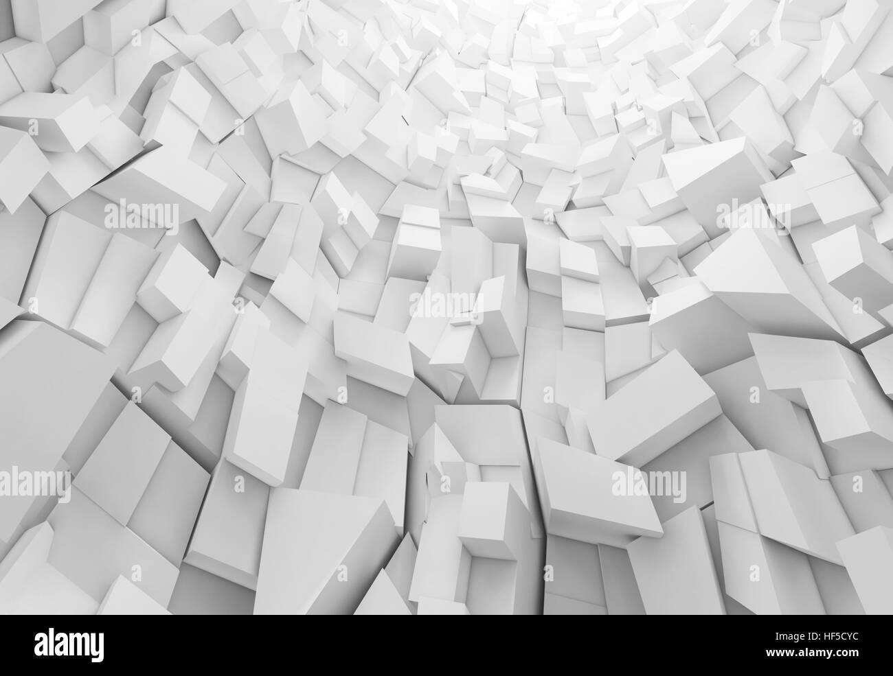 Abstrakte digitale grafischen Hintergrund Wand weiße Fragmente Muster Dekoration, 3d illustration Stockfoto