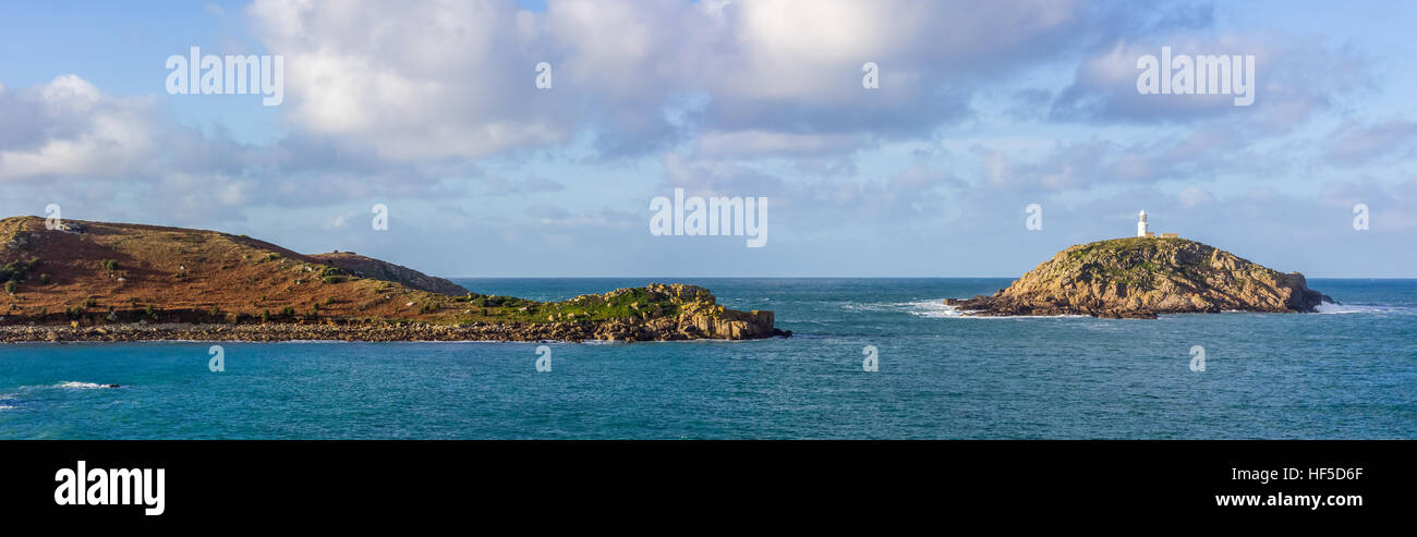 Runde Insel und St. Helena von Tean, aus gesehen alle unbewohnten Inseln, Isles of Scilly, Januar 2015 Stockfoto