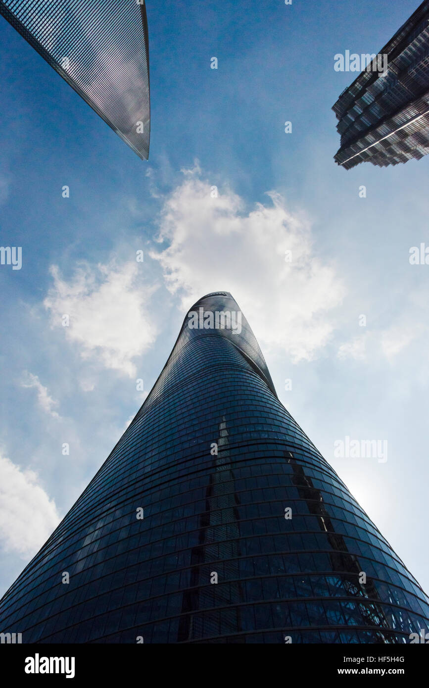 Shanghai World Financial Center, Shanghai Tower (das höchste Gebäude) und Jinmao-Gebäude, Pudong, Shanghai, China Stockfoto