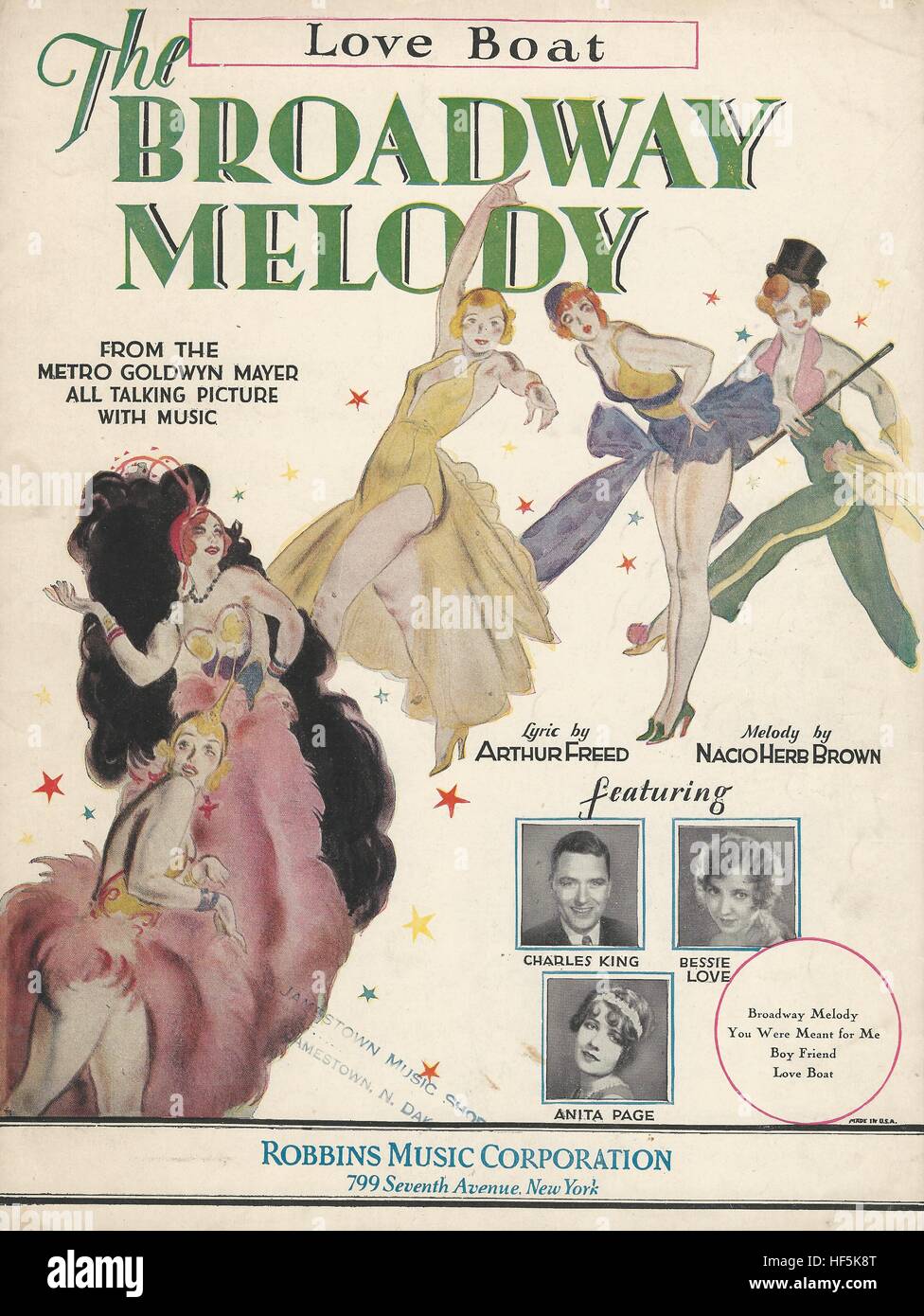 "Der Broadway-Melodie" 1929 Film Cover Sheet Music Stockfoto