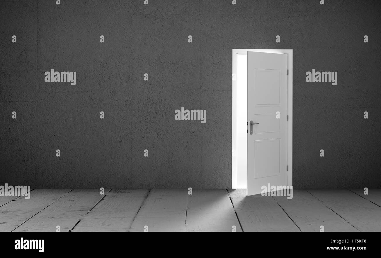 Offene Tür in einem leeren Raum Stockfoto