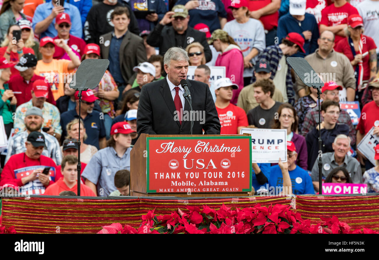 Evangelist Franklin Graham spricht bei Trumpf "Thank You Tour". Stockfoto
