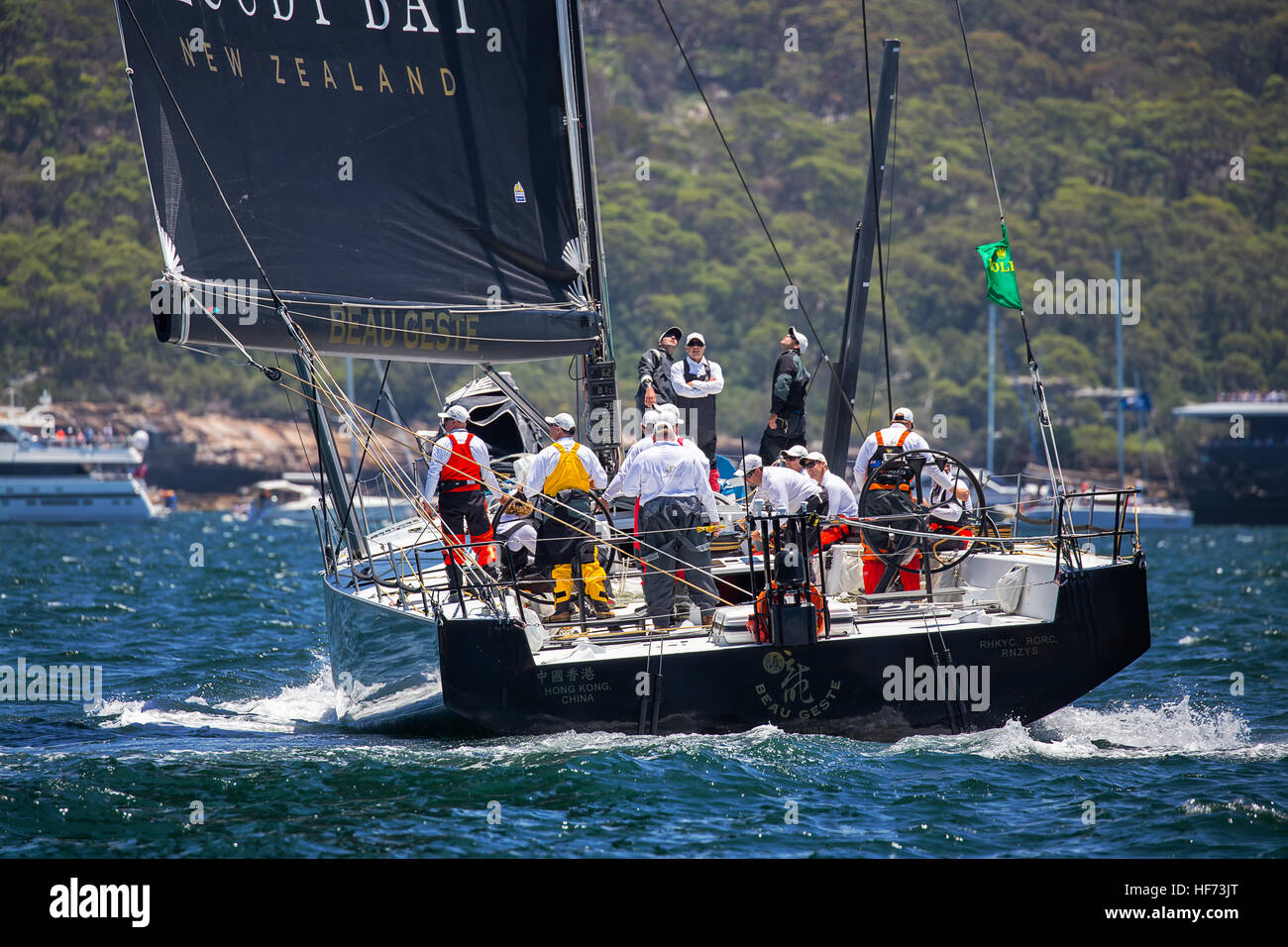 Die Super-maxi Yacht bereitet Beau Geste für den Beginn der jährlichen Sydney-Hobart-Regatta. Stockfoto