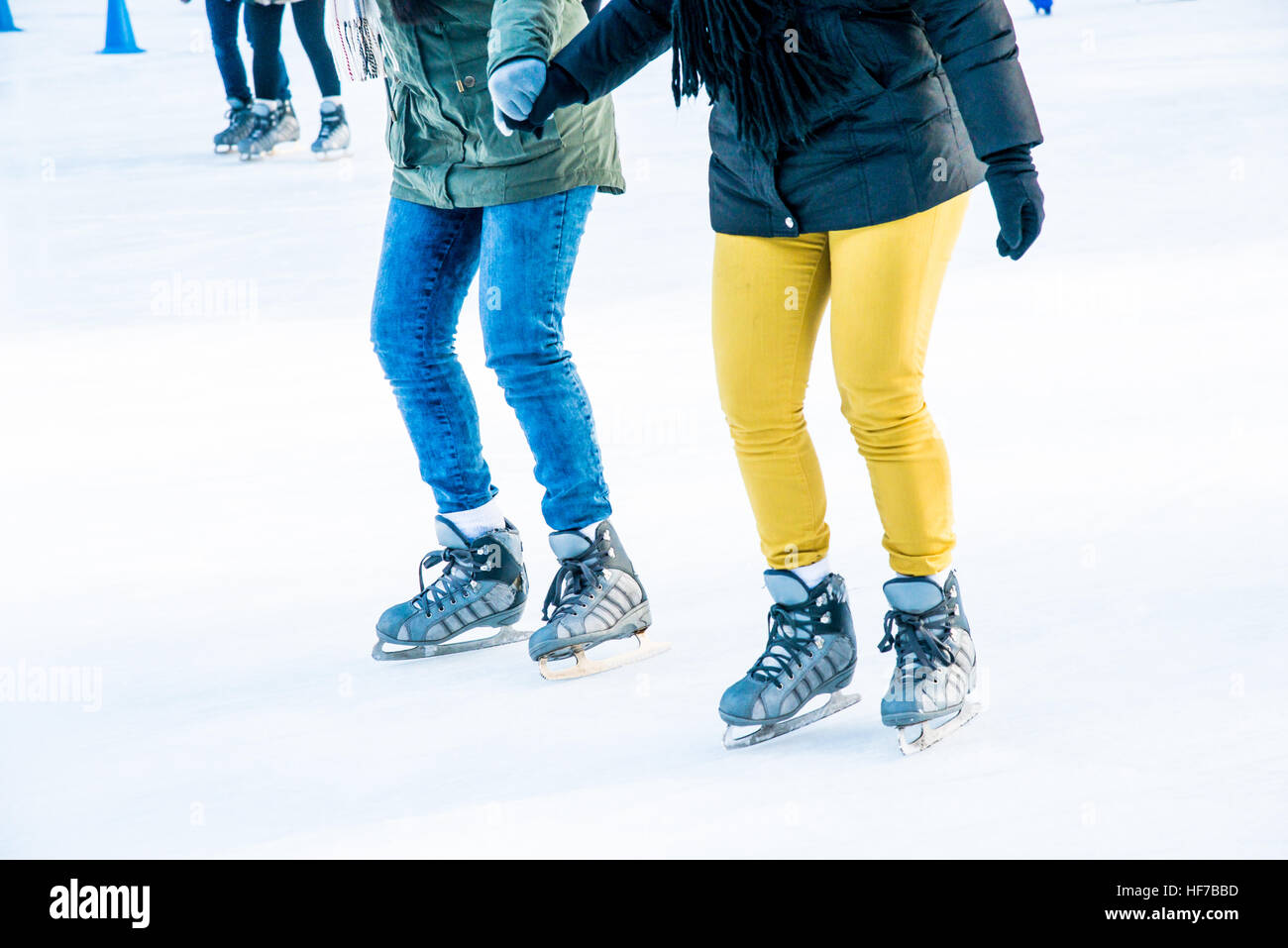 Ice Skating Beine nur Stockfoto
