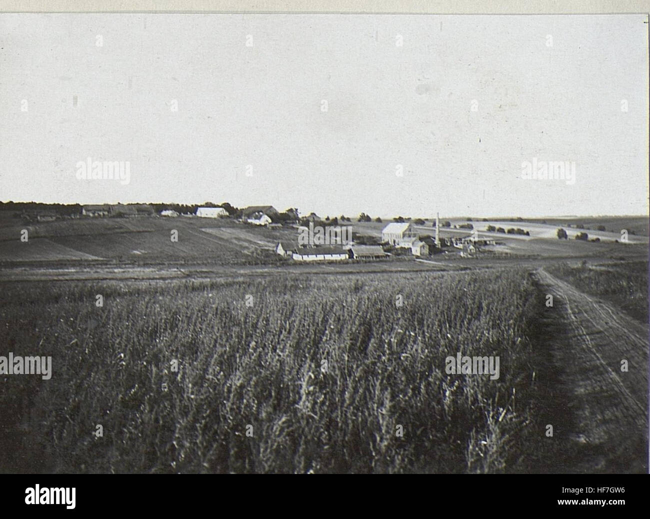 Eine Fotografie aus der Zeit des Ersten Weltkriegs aus den Europeana-Sammlungen, die Militärvermesser in Polen, insbesondere Poturzyn, mit Soldaten der deutschen Armee, die in den Jahren 1914–1918 an Kriegsvermessungsaktivitäten beteiligt waren. Das Bild zeigt den historischen Kontext des Krieges in Osteuropa. Stockfoto